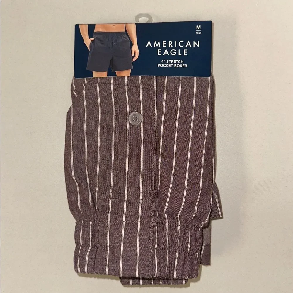 AE Burgundy White Pin Stripes 4” Stretch Pocket Boxer